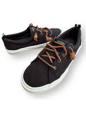 Sperry Women's Pier Wave LTT Canvas Sneakers Black Size 8 Casual